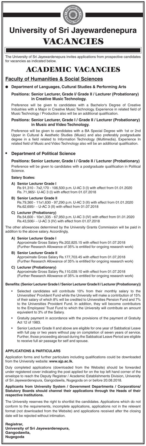 Senior Lecturer, Lecturer - University of Sri Jayewardenepura